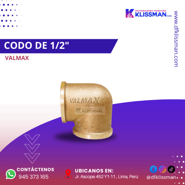 CODO DE 1/2" VALMAX