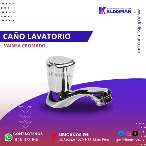 CAÑO LAVATORIO VAINSA CROMADO/ACRÍLICO